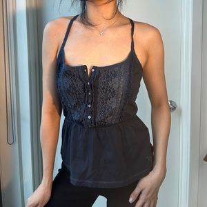 SOLD Abercrombie navy blue lace sleeveless blouse cami top size S